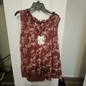 Floral Sleeveless Top - Burgundy
